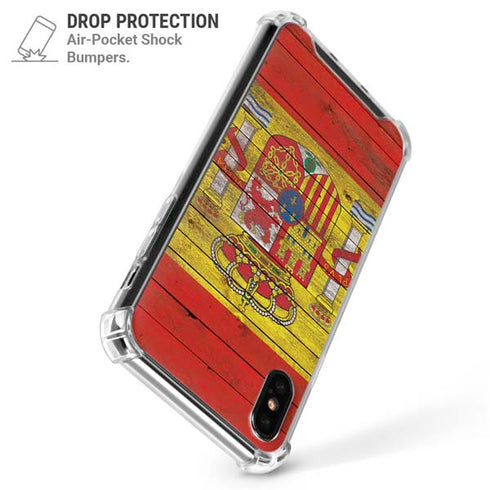 Spain Flag Dark Wood iPhone X/XS Clear Case
