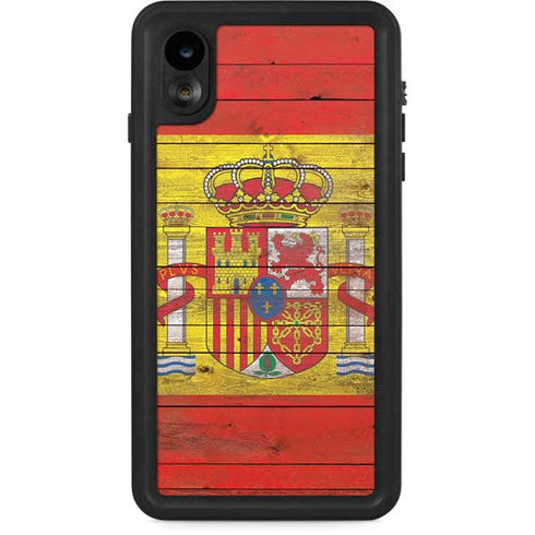 Spain Flag Dark Wood iPhone Cases