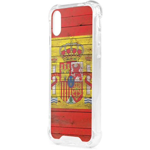 Spain Flag Dark Wood iPhone XS Clear Case