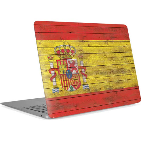 Spain Flag Dark Wood Apple MacBook Air Skin