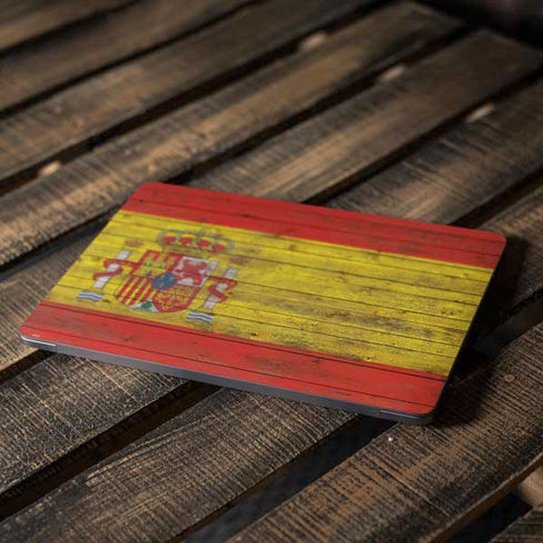 Spain Flag Dark Wood Apple MacBook Air Skin