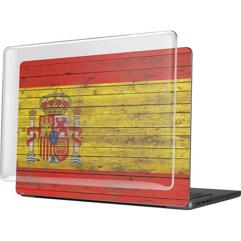 Spain Flag Dark Wood MacBook Pro 14in (2021-24) Case plus Skin