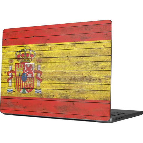 Spain Flag Dark Wood Apple MacBook Pro 14-inch Skin