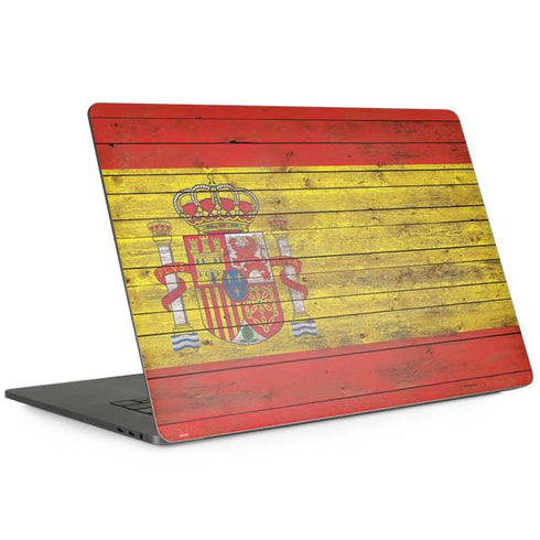 Spain Flag Dark Wood MacBook Skins
