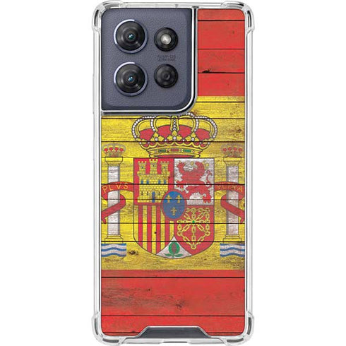 Spain Flag Dark Wood Moto G Power 5G (2025) Clear Case