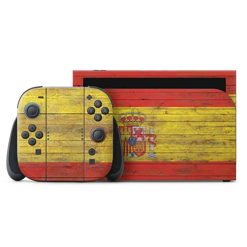 Spain Flag Dark Wood Nintendo Skins