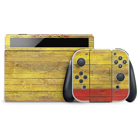 Spain Flag Dark Wood Nintendo Skins