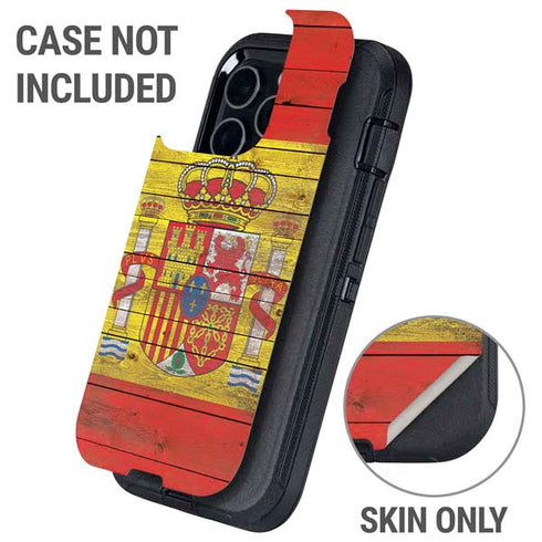 Spain Flag Dark Wood Otterbox Defender iPhone Skin