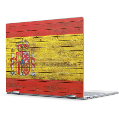 Spain Flag Dark Wood Pixelbook Skin