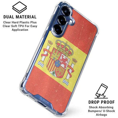 Spain Flag Distressed Galaxy S25 Plus Clear Case