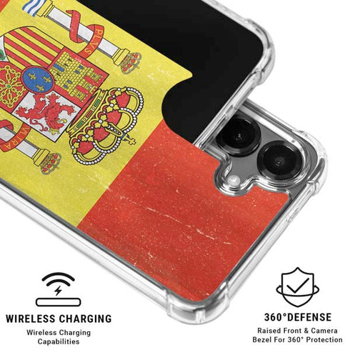 Spain Flag Distressed Galaxy S26 Plus Clear Case