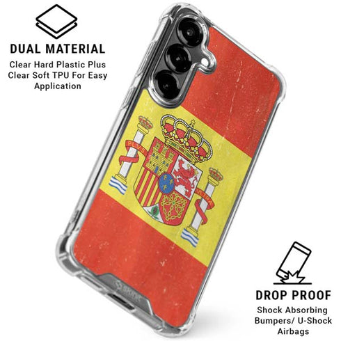 Spain Flag Distressed Galaxy S26 Plus Clear Case