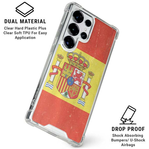 Spain Flag Distressed Galaxy S26 Ultra Clear Case