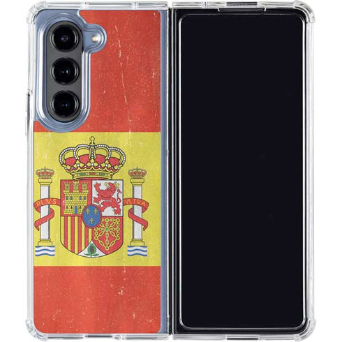 Spain Flag Distressed Galaxy Z Fold5 5G Clear Case