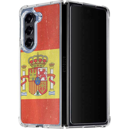 Spain Flag Distressed Galaxy Z Fold5 5G Clear Case