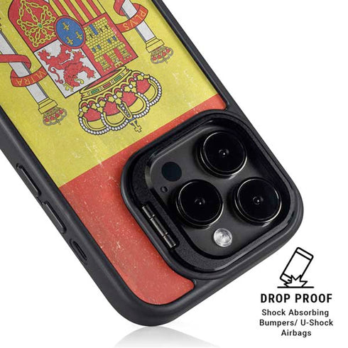 Spain Flag Distressed iPhone 14 Pro Max Kickstand Case