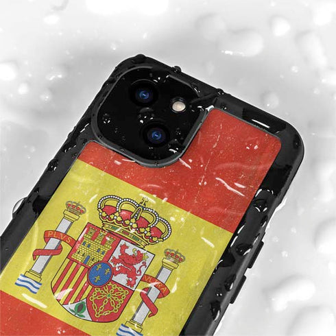 Spain Flag Distressed iPhone 15 Plus Waterproof Case