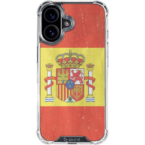 Spain Flag Distressed iPhone 16 Plus Clear Case
