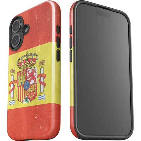 Spain Flag Distressed iPhone 16 Plus Impact Case