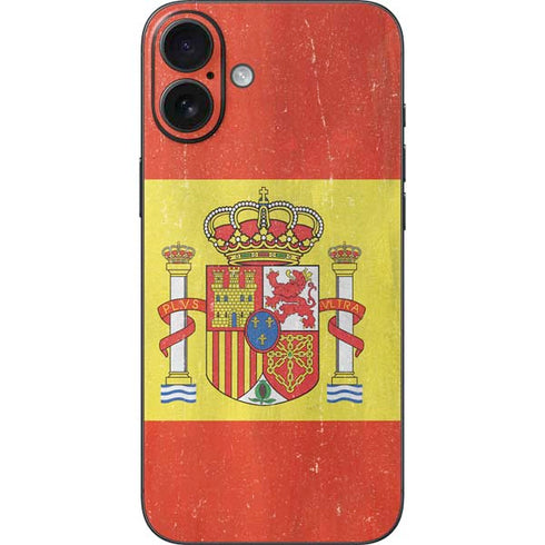 Spain Flag Distressed iPhone 16 Plus Skin