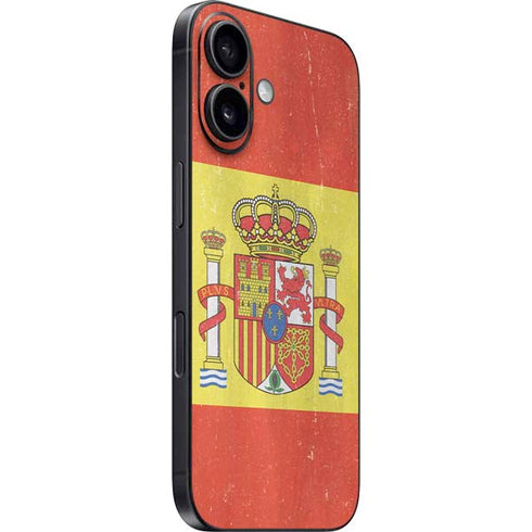 Spain Flag Distressed iPhone 16 Plus Skin