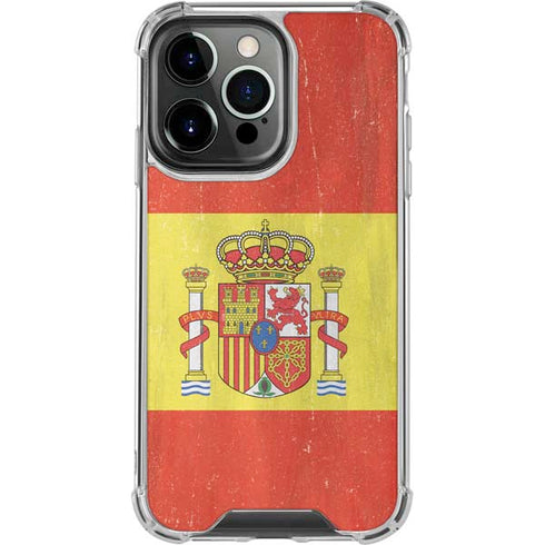 Spain Flag Distressed iPhone 16 Pro Clear Case