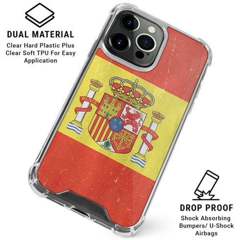 Spain Flag Distressed iPhone 16 Pro Max Clear Case