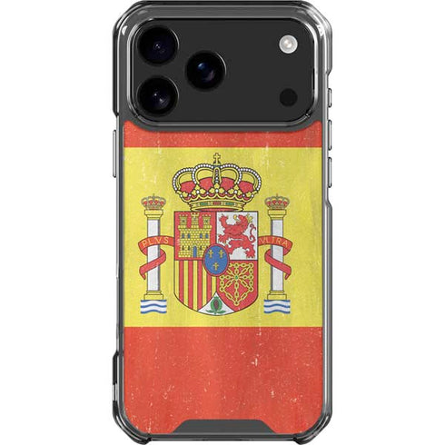 Spain Flag Distressed iPhone 18 Pro Max Clear Case