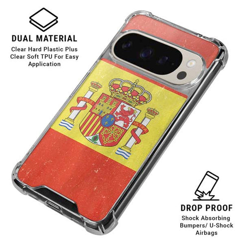 Spain Flag Distressed Pixel 9 Pro XL Clear Case