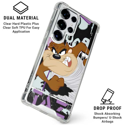 Looney Tunes Splatter Paint Tasmanian Devil Galaxy S25 Ultra Clear Case