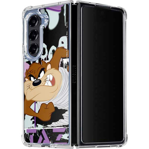 Looney Tunes Splatter Paint Tasmanian Devil Galaxy Z Fold5 5G Clear Case
