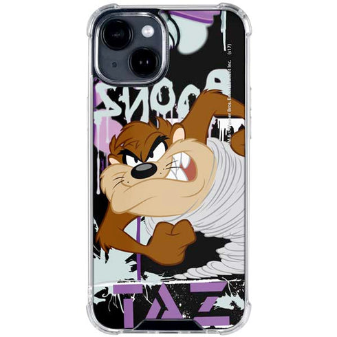 Looney Tunes Splatter Paint Tasmanian Devil iPhone 15 Clear Case