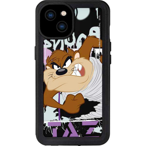 Looney Tunes Splatter Paint Tasmanian Devil iPhone 15 Plus Waterproof Case