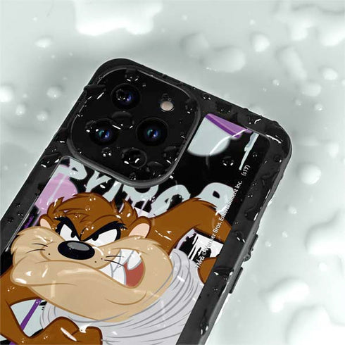 Looney Tunes Splatter Paint Tasmanian Devil iPhone 15 Pro Waterproof Case