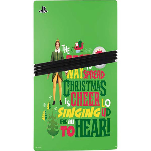 Elf Spread Christmas Cheer PS5 Pro Disk Console Skin