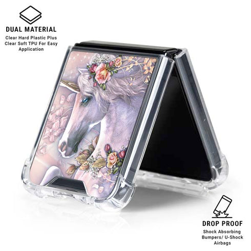Spring Flight Unicorn by Laurie Prindle Galaxy Z Flip6 Clear Case