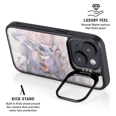 Spring Flight Unicorn by Laurie Prindle iPhone 15 Plus Kickstand Case
