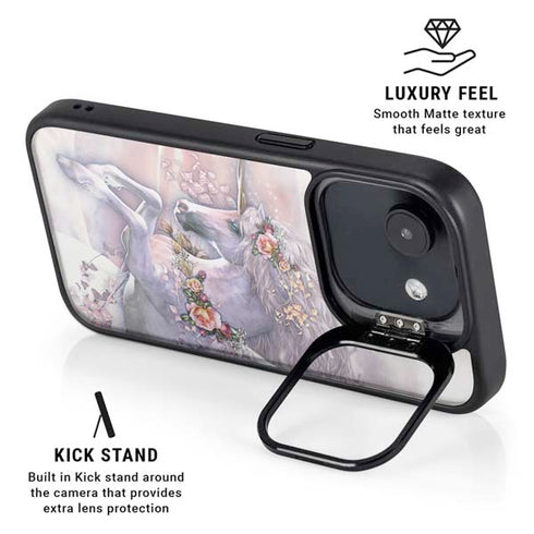 Spring Flight Unicorn by Laurie Prindle iPhone 16e Kickstand Case