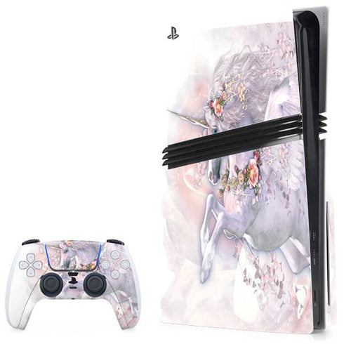 Spring Flight Unicorn by Laurie Prindle PS5 Pro Disk Bundle Skin