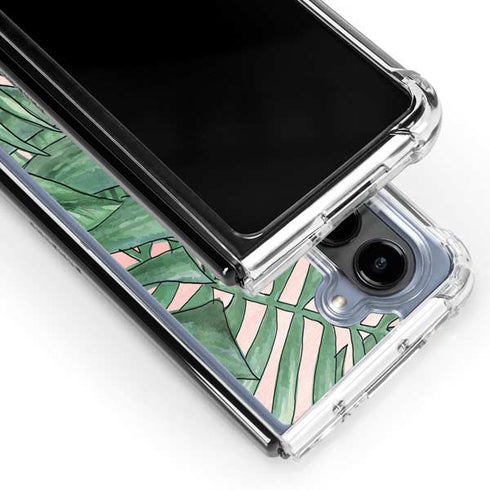 Spring Palm Leaves Galaxy Z Fold5 5G Clear Case