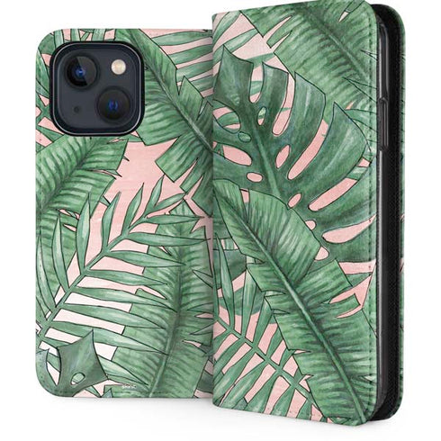 Spring Palm Leaves iPhone 14 Plus Folio Case