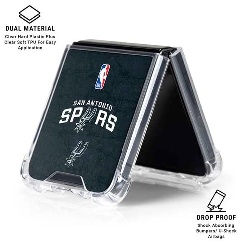 NBA San Antonio Spurs Distressed Galaxy Z Flip7 Clear Case