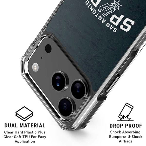 NBA San Antonio Spurs Distressed iPhone 17 Pro Max Clear Case