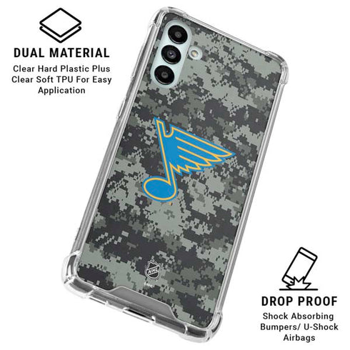 NHL St. Louis Blues Camo Galaxy A13 5G Clear Case