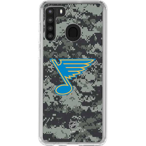 NHL St. Louis Blues Camo Galaxy A21 Clear Case