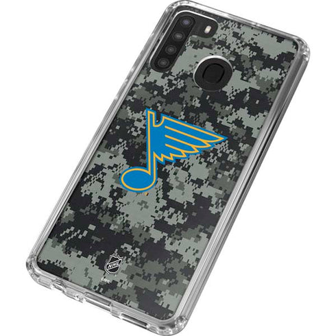 NHL St. Louis Blues Camo Galaxy A21 Clear Case