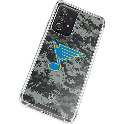 NHL St. Louis Blues Camo Galaxy A72 5G Clear Case