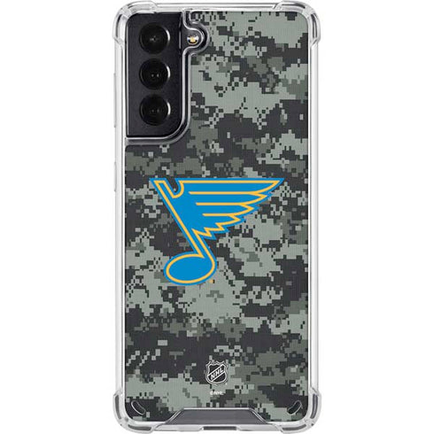 NHL St. Louis Blues Camo Galaxy S21 5G Clear Case