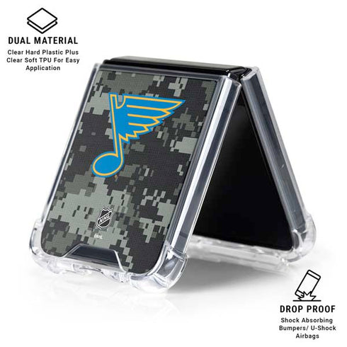 NHL St. Louis Blues Camo Galaxy Z Flip6 Clear Case