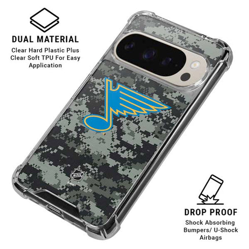 NHL St. Louis Blues Camo Google Pixel 9 Pro XL Clear Case